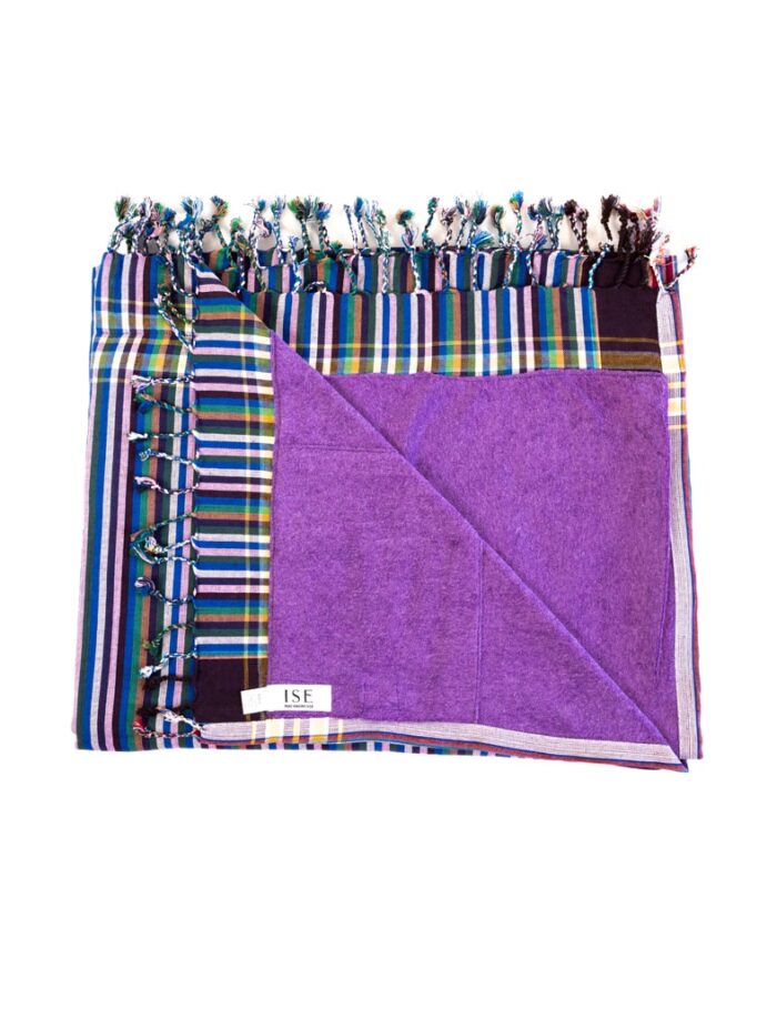Kikoy Toalla Multicolor con Rayas Verticales y Flecos Negros