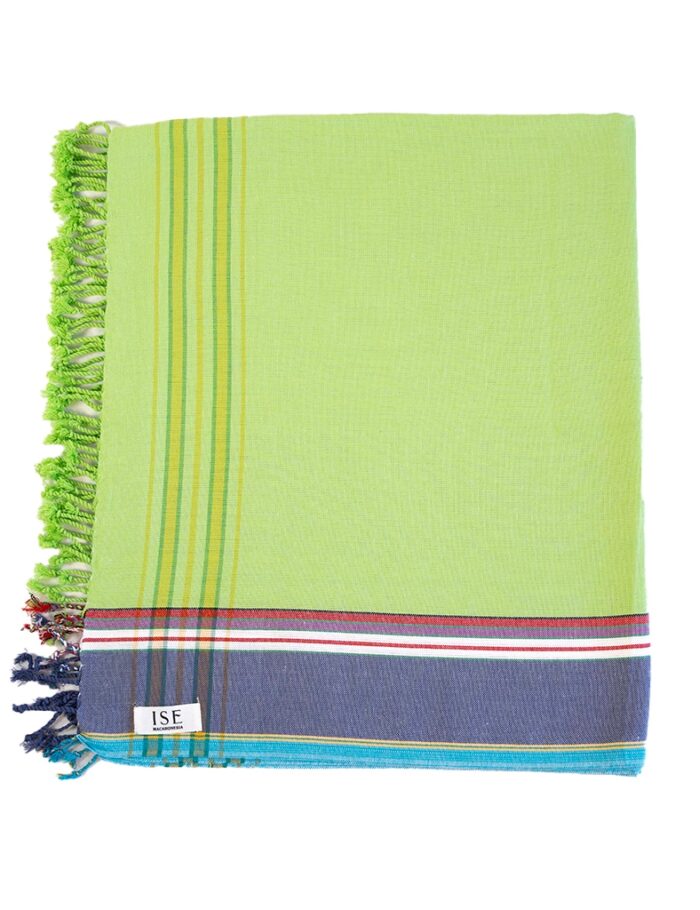 Kikoy Pareo Verde Lima con Rayas Azules y Rojas