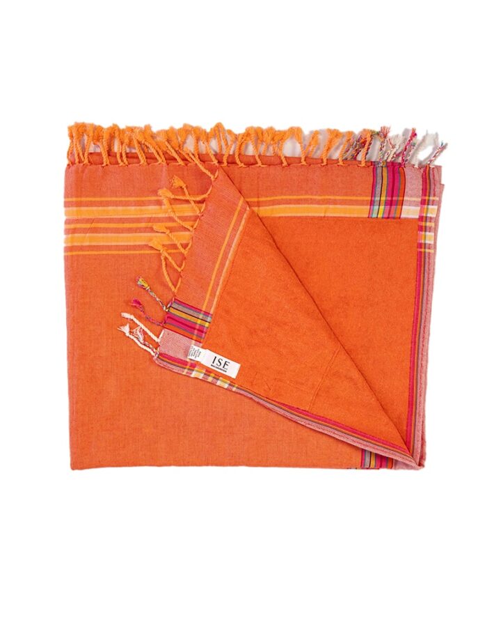 Kikoy Toalla Naranja con Rayas Rojas y Amarillas
